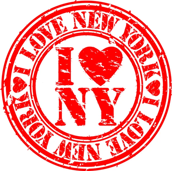 Grunge I love new york rubber stamp, vector — Stock Vector