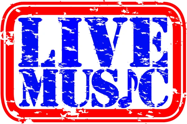Grunge live music rubber stamp, vector illustration — Stock Vector
