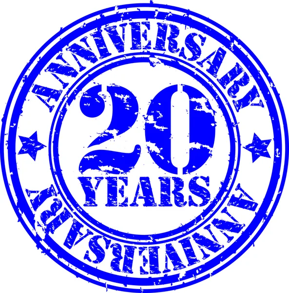 stock vector Grunge 20 years anniversary rubber stamp, vector illustration