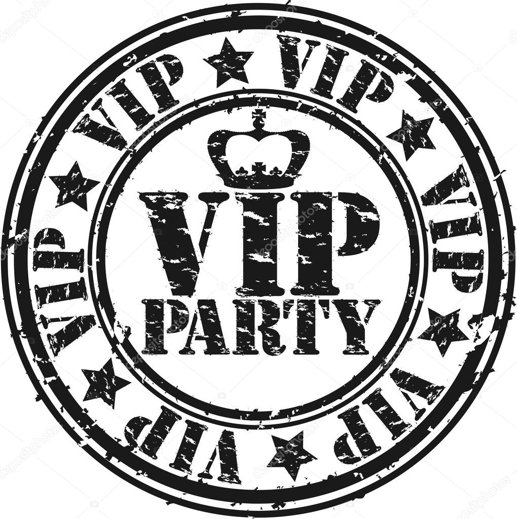 Grunge vip party rubber stamp, vector illustration