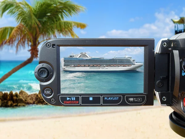 stock image Cruise Ship on Camera Screen