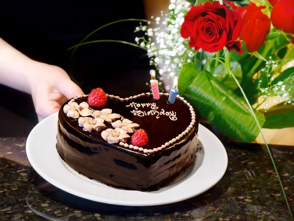 Stock image Birthday cake and roses