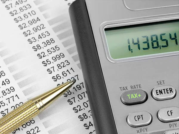 Tax calculator and pen — Stock Photo, Image