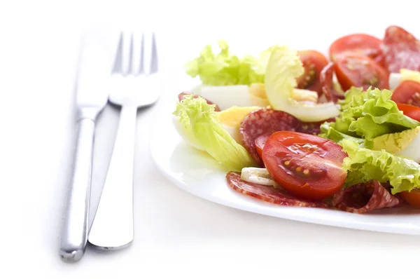 Salada com salame, tomate — Fotografia de Stock