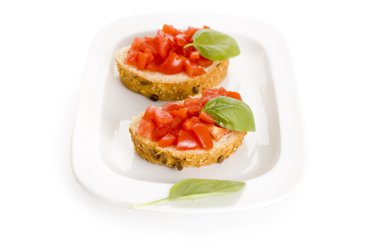 Bruschetta plaka üzerinde