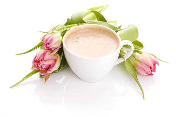 Coffe and flowers — Stock Photo, Image