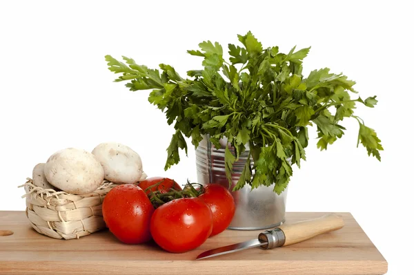 Tomates, champiñón y perejil — Foto de Stock