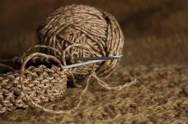 Brown knitting — Stock Photo, Image