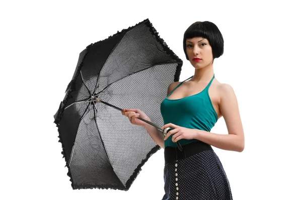 stock image Young woman with umbrella