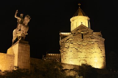 Night Tbilisi near Metekhi Bridge clipart