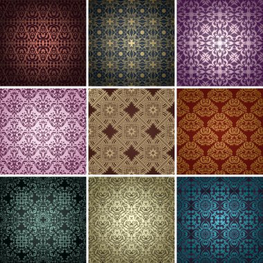 Set of 9 seamless patterns. clipart