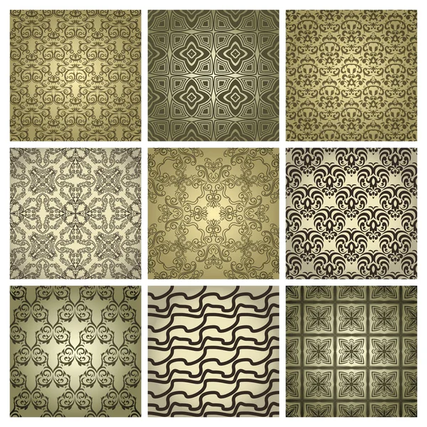 Conjunto de 9 patrones sin costura . — Archivo Imágenes Vectoriales