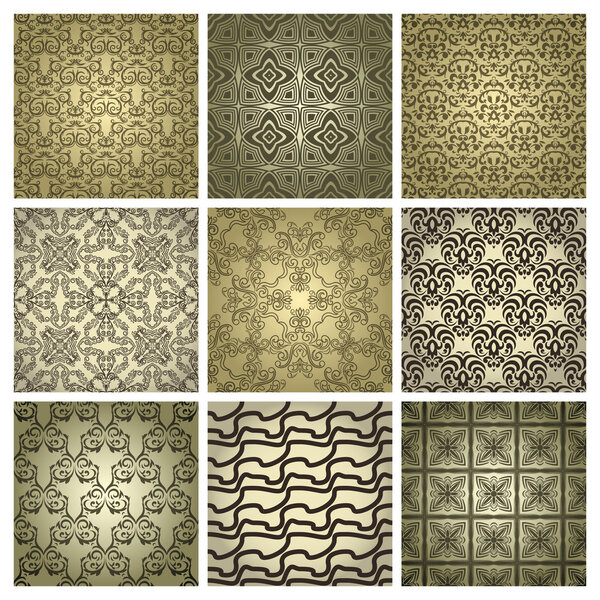 Set of 9 seamless patterns.
