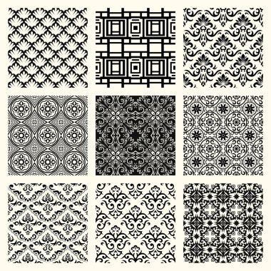 Set of 9 seamless patterns. clipart