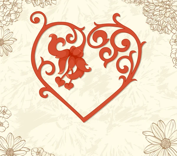 Floral vintage achtergrond met hart — Stockvector