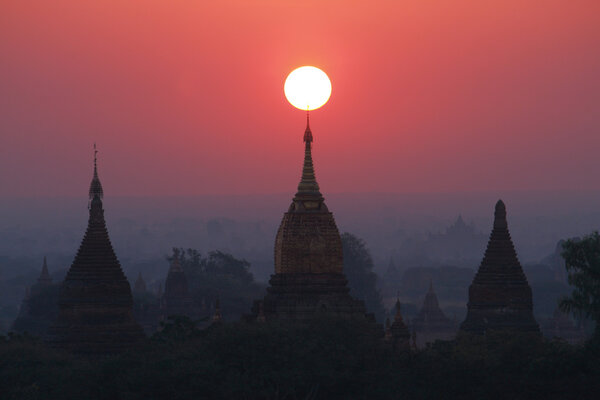 Pagoda,Stupas, Payas on sun rise ,Bagan, Myanmar