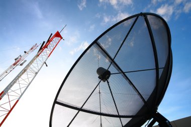 Satellite dish and radio antenna clipart