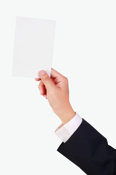 Business man hold blank paper — Stock Photo, Image