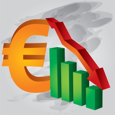 Decrease in Euro clipart