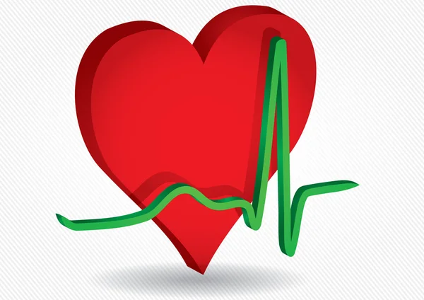 Kırmızı kalp ve EKG eğrisi — Stok Vektör