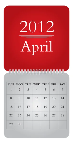 Monthly calendar for 2012, April — Stock Vector