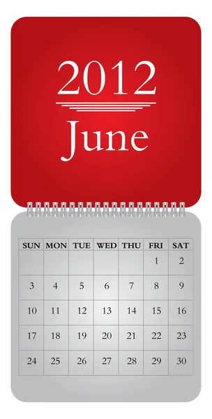 Měsíční kalendář na rok 2012, červen — Stockový vektor