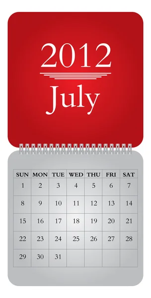Calendario mensile 2012, luglio — Vettoriale Stock