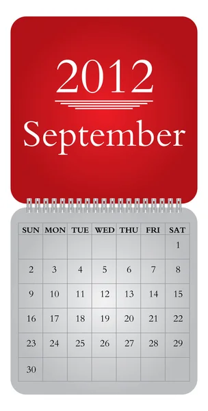 Calendrier mensuel pour 2012, septembre — Image vectorielle