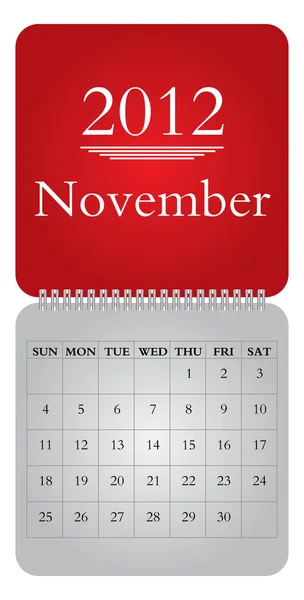 Ежемесячный календарь на 2012, ноябрь — стоковый вектор
