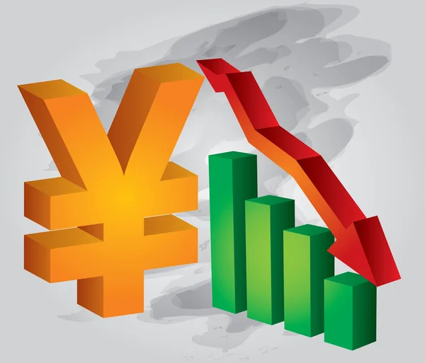Diminuzione del tasso di cambio dello Yuan — Vettoriale Stock