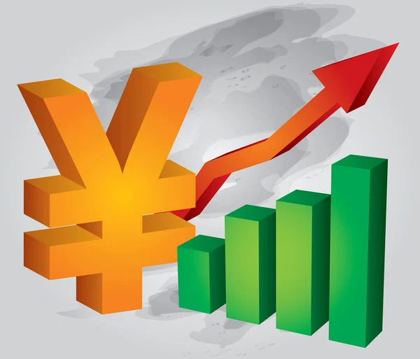 Yuan aumenta a taxa de câmbio —  Vetores de Stock
