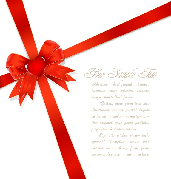 Archi da regalo rossi con nastro e cuore — Vettoriale Stock