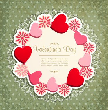 Vintage frame with hearts and flowers to Valentine clipart