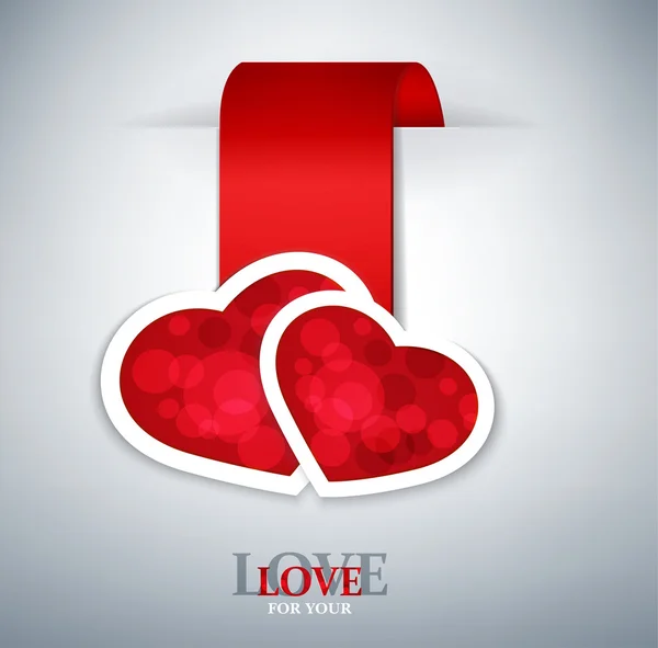 Romantischer Hintergrund mit zwei roten Herzen — Stockvektor