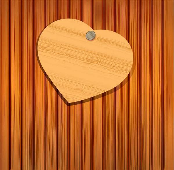 Coeur en bois sur un fond en bois pour Valentine — Image vectorielle