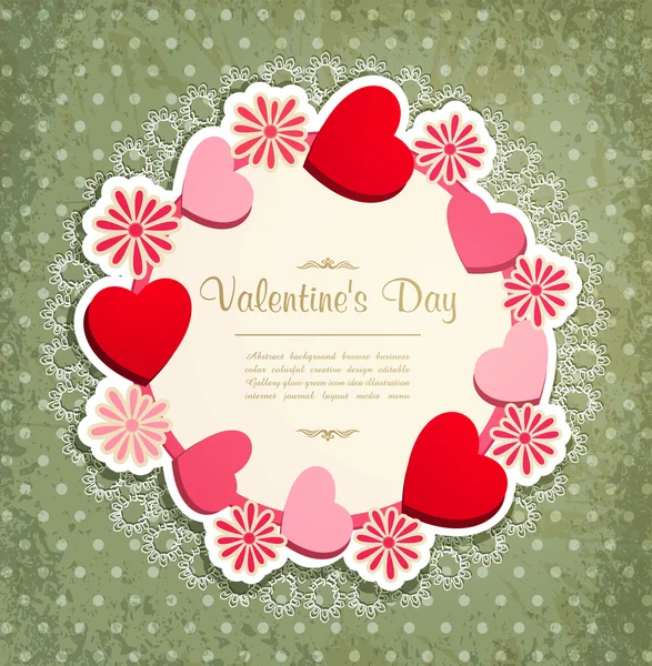 Vintage frame with hearts and flowers to Valentine — Stock Vector