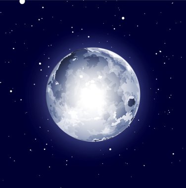 Ay ve yıldızlarla birlikte alan arkaplanı