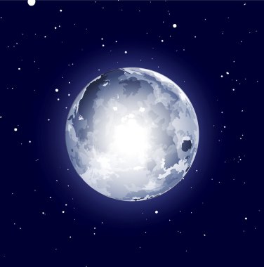 Space background with the moon and stars clipart