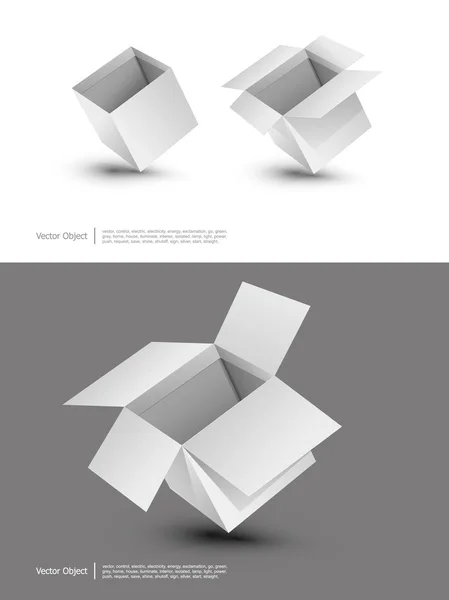 Cajas de cartón en blanco sobre fondo blanco — Archivo Imágenes Vectoriales