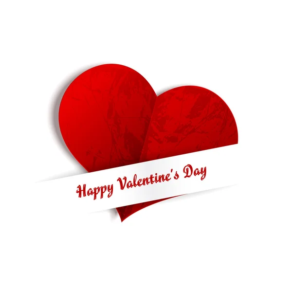 Corazón de papel Día de San Valentín, sobre fondo blanco — Vector de stock