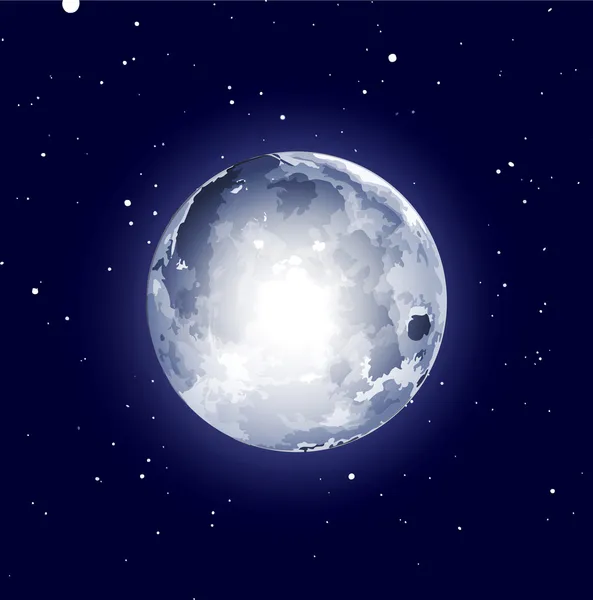 Fondo espacial con la luna y las estrellas — Archivo Imágenes Vectoriales