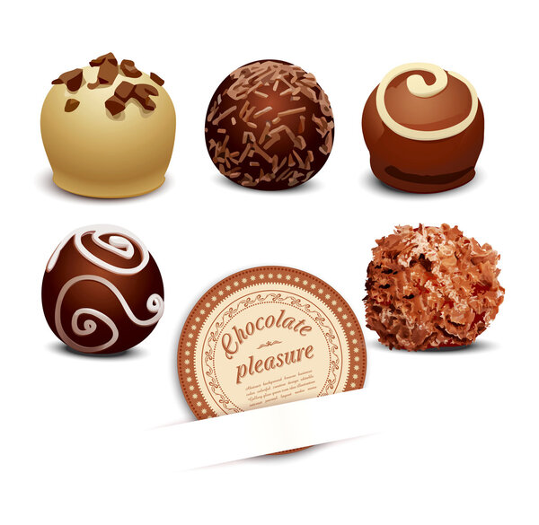 Set of chocolate on a white background