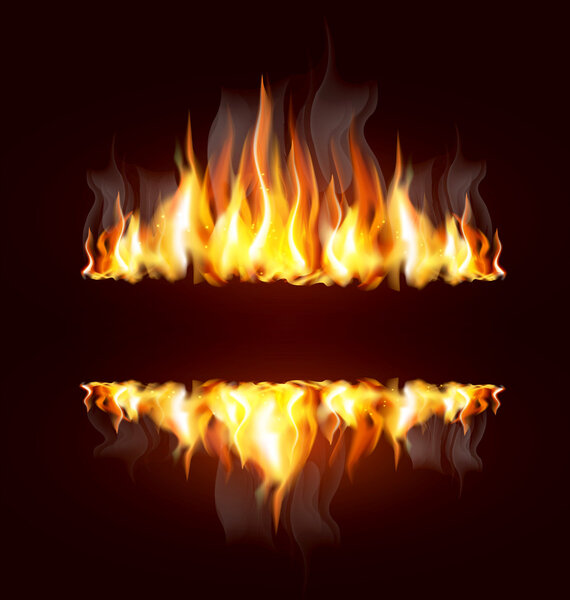 Background with a burning flame and place for text