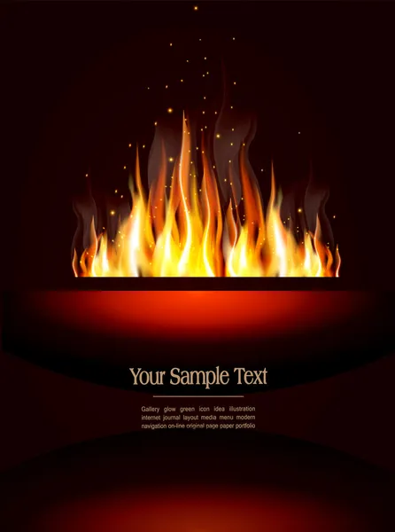Folheto com uma chama ardente e lugar para texto —  Vetores de Stock