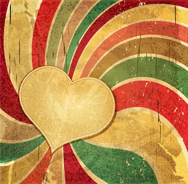 Винтажный романтический гранж фон с сердцем — стоковый вектор