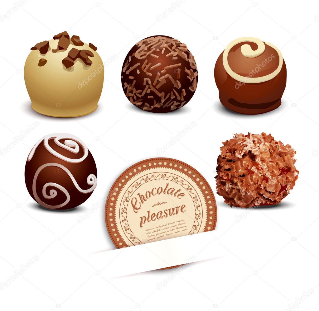 Set of chocolate on a white background
