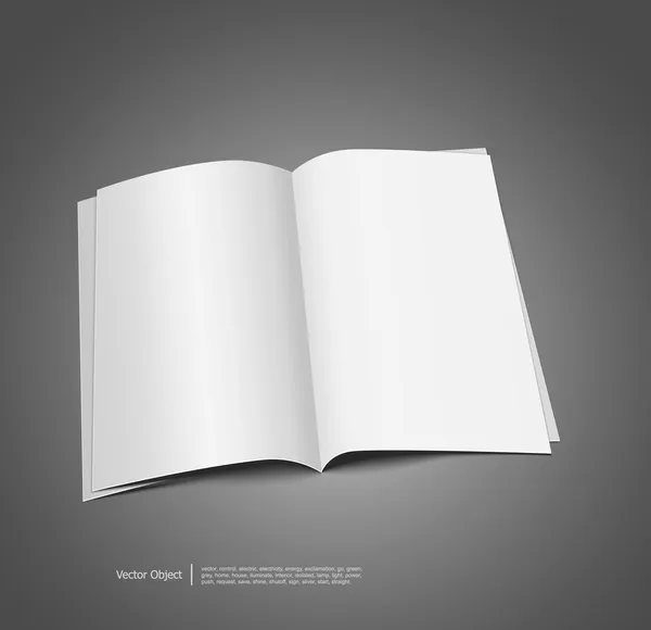 Rivista vuota, modello di pagina per il design su sfondo grigio — Vettoriale Stock