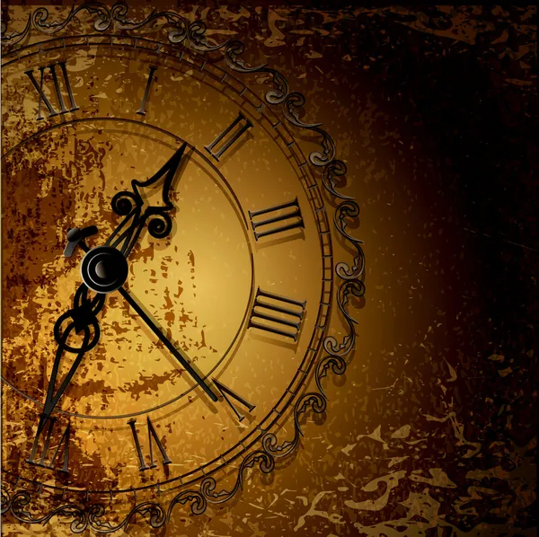 Векторный гранж абстрактный фон с антикварными часами — стоковый вектор