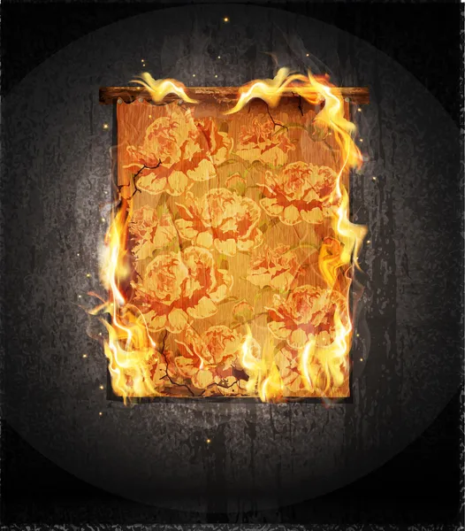 Διανυσματικά τοίχο με την πυράκτωση, καύση ταπισερί αντίκα — Διανυσματικό Αρχείο