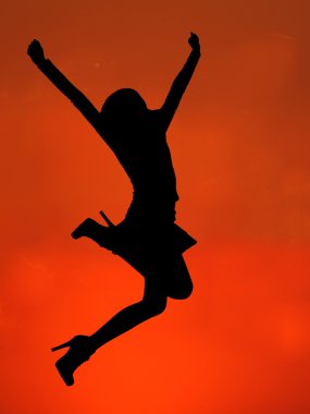 Woman jumping clipart